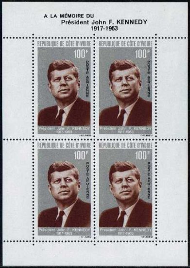 ケネディ大統領追悼の切手 コートジボワール1964年小型シート - 切手の通信販売/スタンプロード