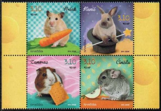 かわいいペットの切手 小動物 クロアチア14年4種田型 ハムスター ウサギ 兎 切手の通信販売 スタンプロード