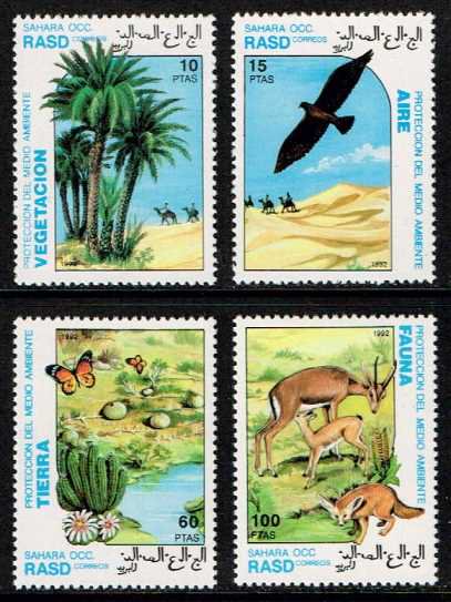 【特価】自然保護の切手 西サハラ1992年4種　動物・鳥・砂漠・ラクダ・昆虫・蝶・サボテン - 切手の通信販売/スタンプロード