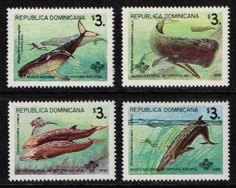 クジラの切手 ドミニカ共和国1995年4種完 鯨 - 切手の通信販売