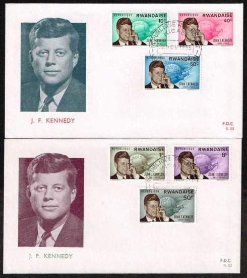 ケネディ大統領の切手 ルワンダ1965年初日カバー2通完　宇宙 - 切手の通信販売/スタンプロード