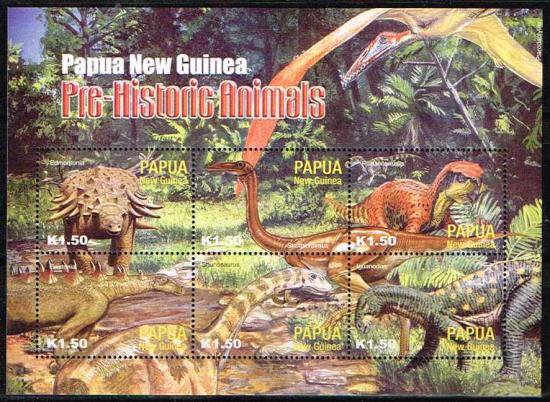恐竜・古生物の切手/パプアニューギニア2004年6種連刷シート - 切手の通信販売 StampRoad（スタンプロード） ｜趣味の切手｜外国