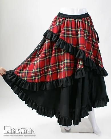 フリル付き赤のロングスカート アウトレット通販 ファッション フリル