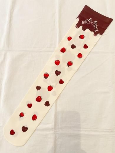 RI BABY いちご柄 オーバーニー タイツ エンジ RI様専用 BABY いちご柄 オーバーニー タイツ エンジ
