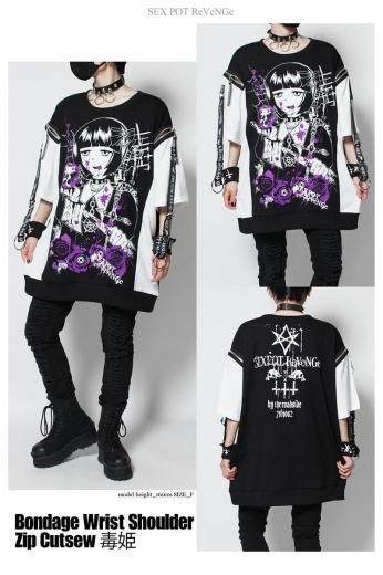SEXPOT ReVeNGe】 毒姫 BONDAGE WRIST SHOULDER ZIP カットソー