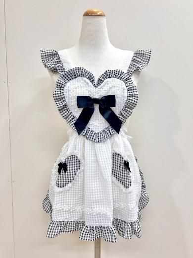 baby Fluffy Gingham Heart OP＆エプロンセット WipKdlWTA6waATb5TNkLdtngTZh6Vq
