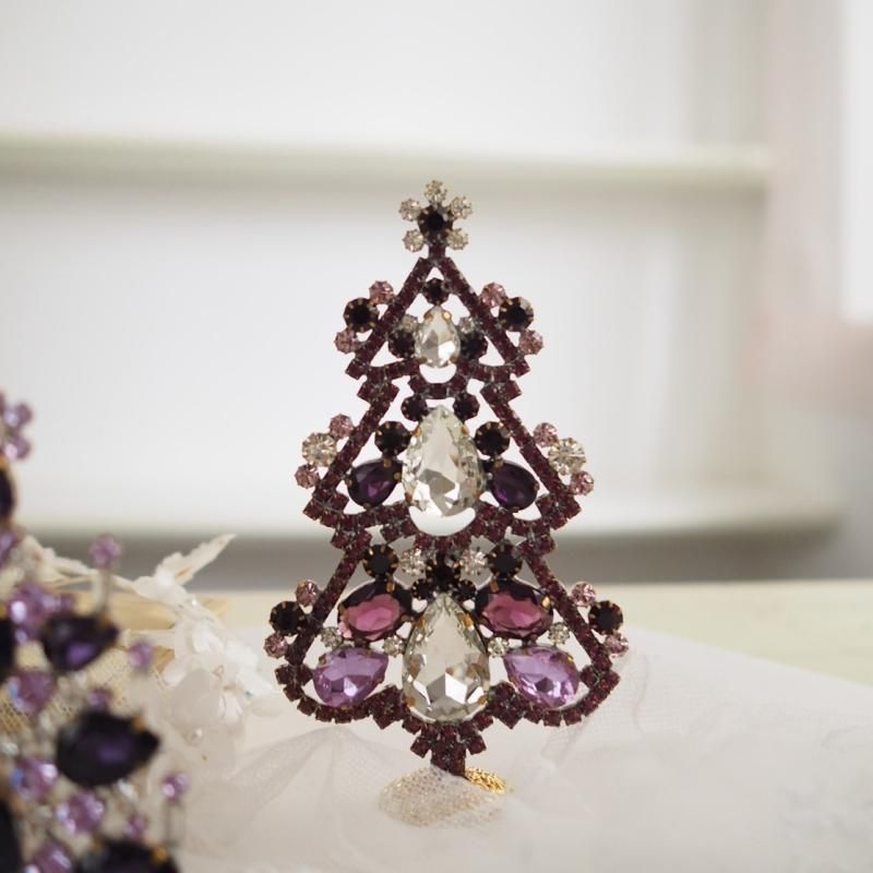 チェコガラスのクリスマスツリーviolet