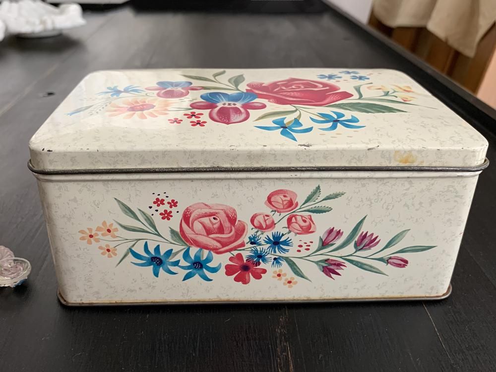 オランダ ティン缶 花 薔薇 アンティーク アンティーク オランダTIN缶ROSE
