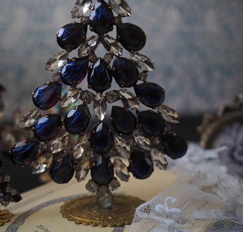 チェコガラスツリー（クリア、ブルー） チェコガラスのクリスマスツリーblue*clear