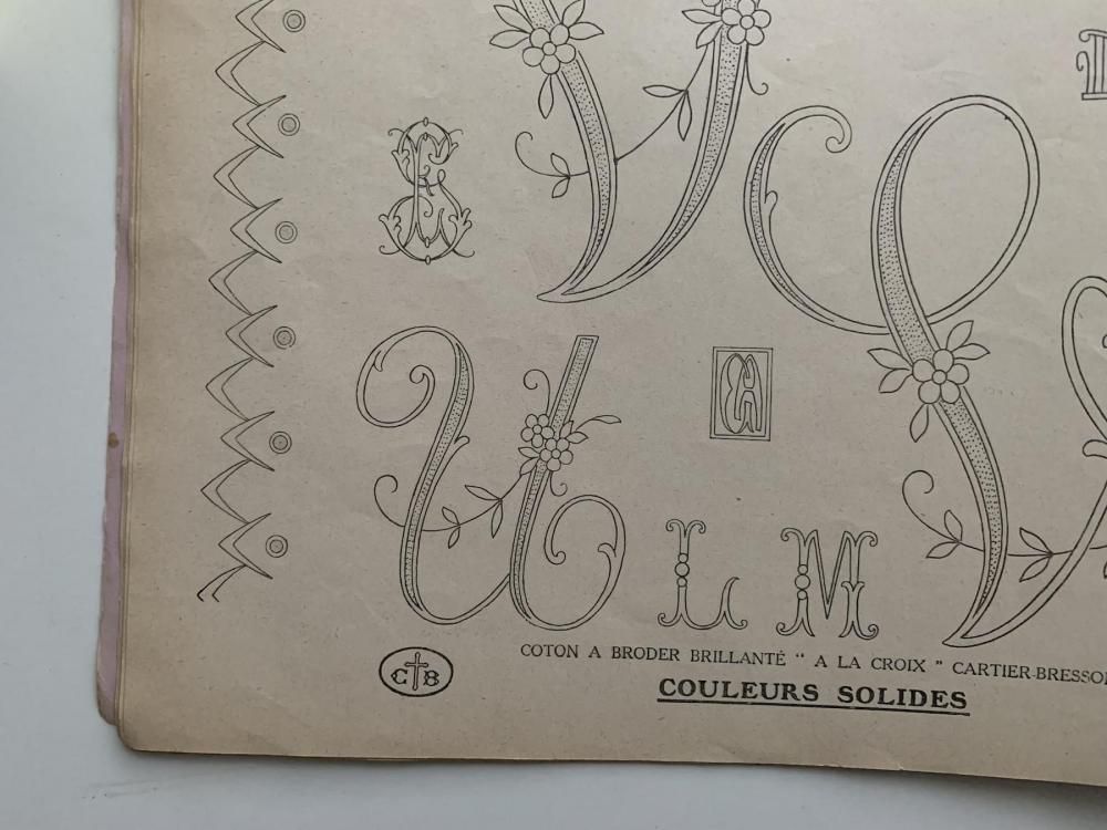 フランスアンティーク刺繍スタンプ&amp;オリジナル図案集 フランスアンティークSAJOU刺繍図案集イニシャルクロステッチ