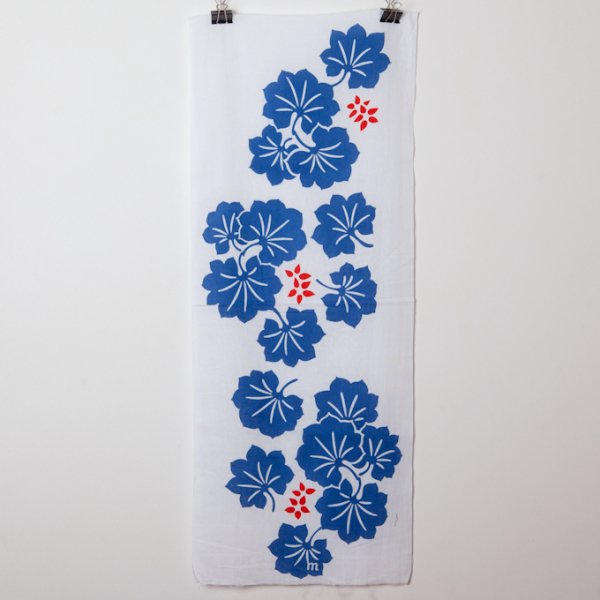 momi 日本手ぬぐい 葉／活色と赤色 - kurume kasuri textile