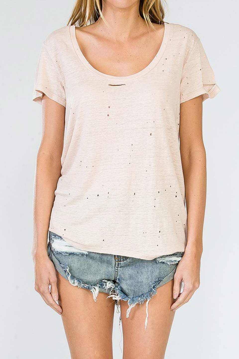 LA直輸入 / Distressed Scoop Neck Top / from L.A. / Tシャツ-  海外ファッションのインポートセレクトショップbloom