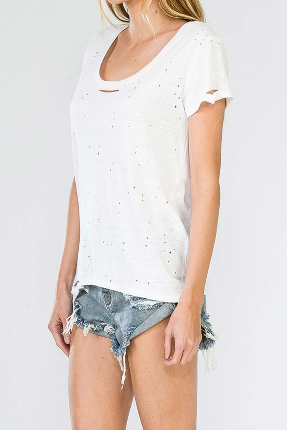 LA直輸入 / Distressed Scoop Neck Top / from L.A. / Tシャツ- 海外