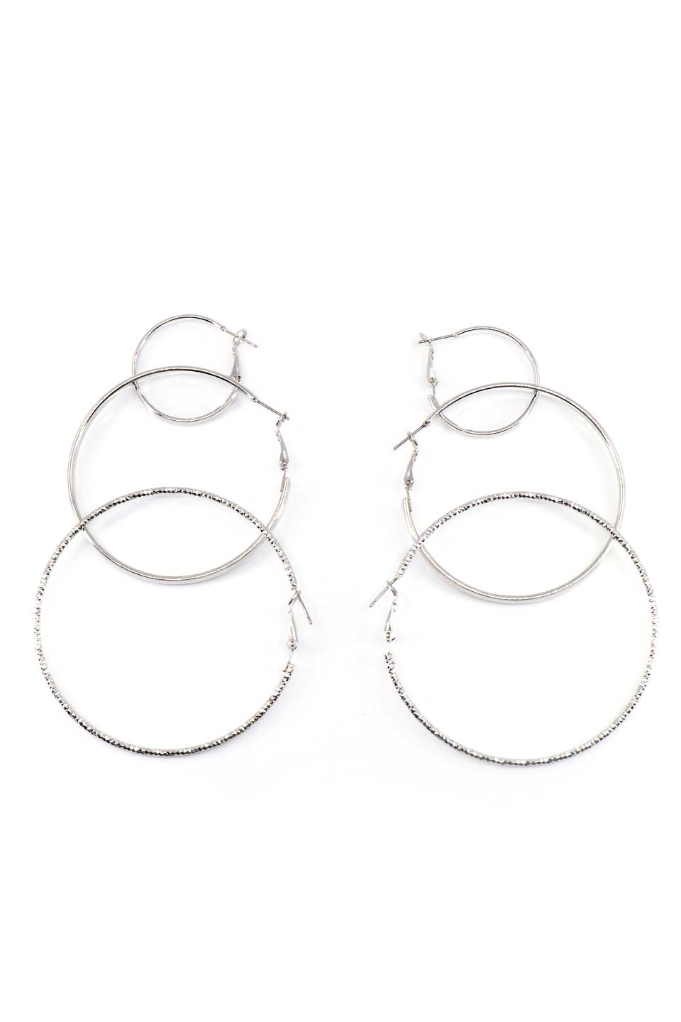 Spring Locked Metal Hoop Earring Set フープピアス・３点セット