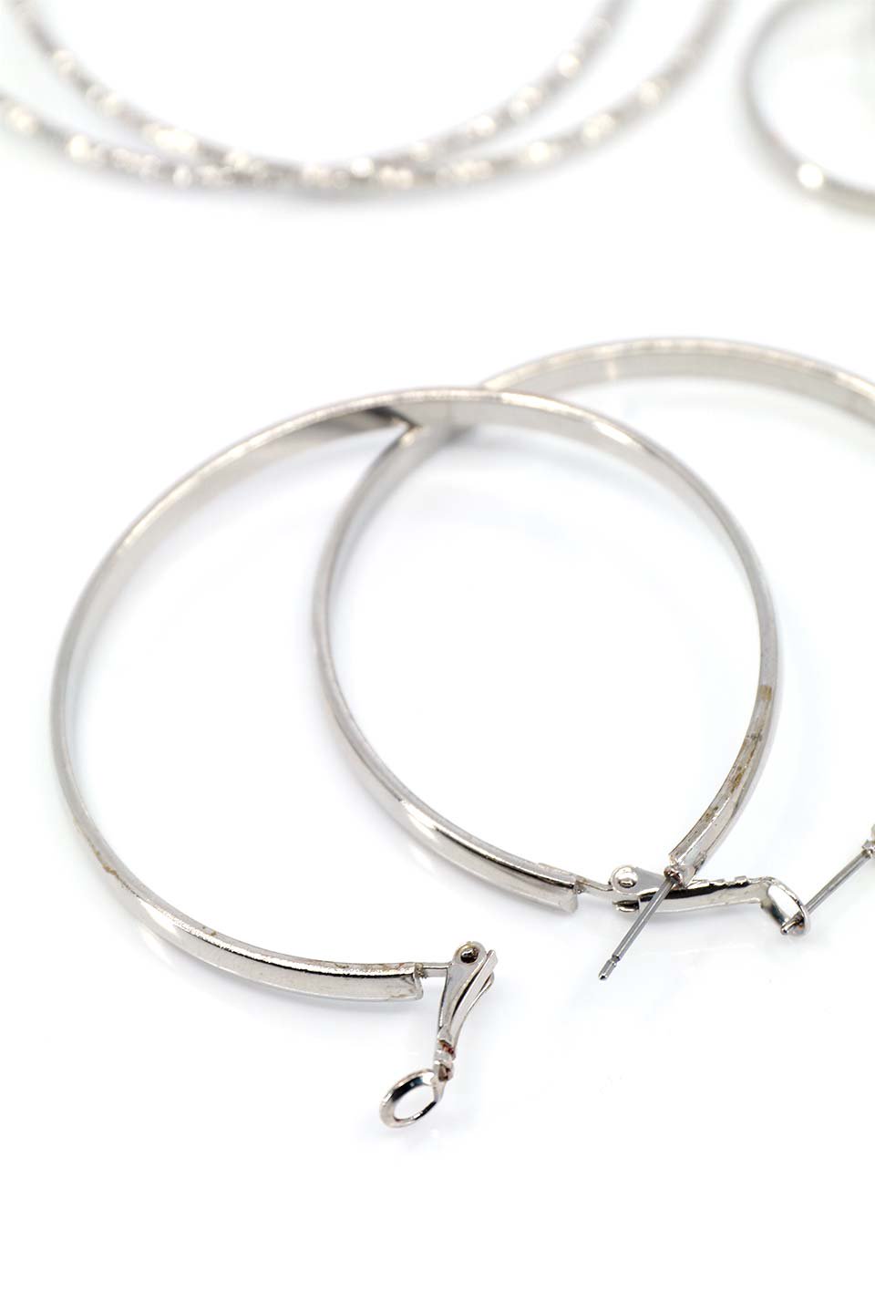 Spring Locked Metal Hoop Earring Set フープピアス・３点セット