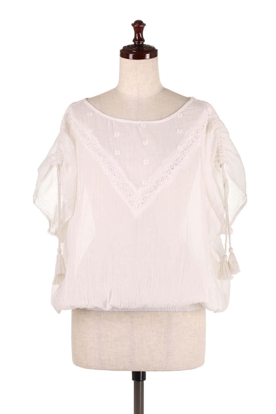 Anya Top (Whtie) 刺繍入りコットンガーゼブラウス / by