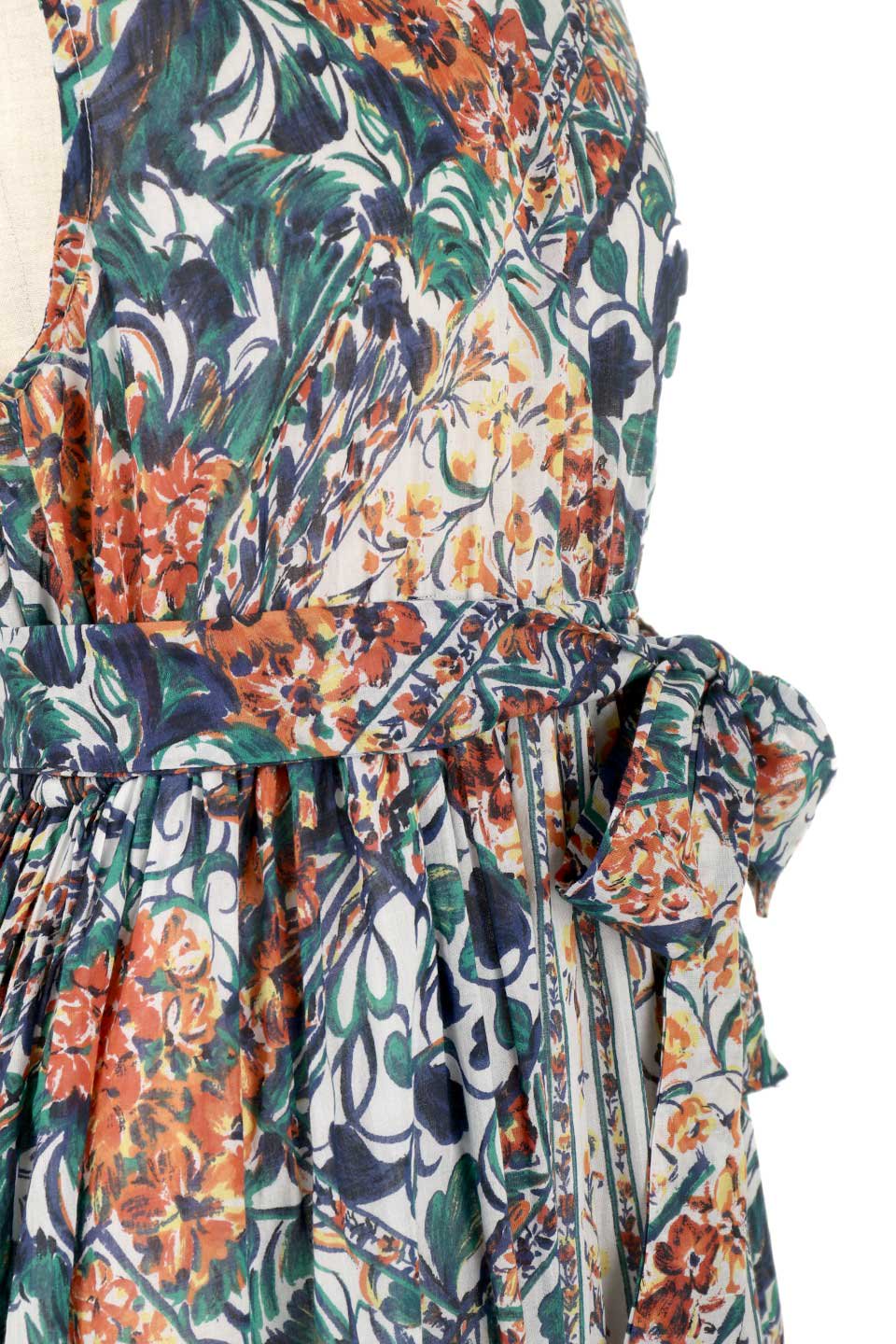 India Cotton Floral Print Dress インドコットン・花柄ワンピース