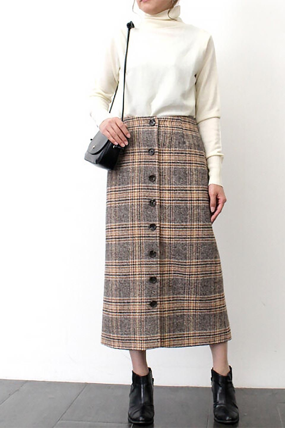 Retro Check Patterned Tweed Skirt レトロチェック ツイードスカート 海外ファッション のインポートセレクトショップbloom