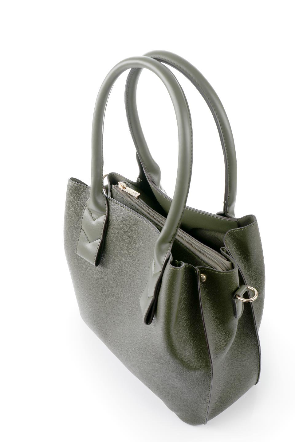 meliebiancoのAlma(Olive)スムースレザー・ハンドバッグ/海外ファッション好きにオススメのインポートバッグとかばん、MelieBianco（メリービアンコ）のバッグやハンドバッグ。手頃な大きさのビーガンレザー・ハンドバッグ。豊富なポケットで使いやすさ＆収納力は抜群のバッグです。/main-6