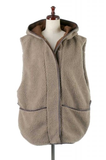 եåͥ奢˺Ŭʥݡȥ쥯ȥƥFleece Boa Hooded Vest ܥե꡼ադ٥