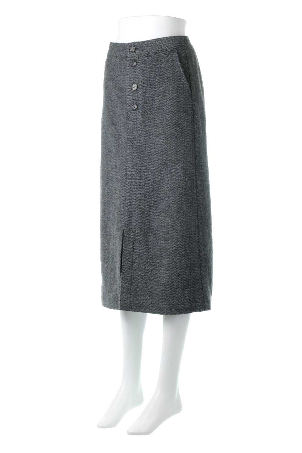 FrontButtonHerringboneSkirtヘリンボーン・フロントボタンスカート大人カジュアルに最適な海外ファッションのothers（その他インポートアイテム）のボトムやスカート。暖かみのある起毛ヘリンボーン素材のスカート。フロントボタンのアクセントでクラシカルな印象です。/thumb-11