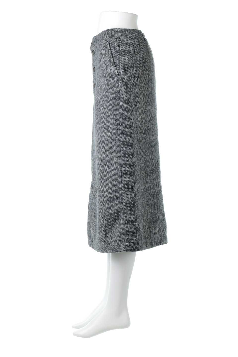 FrontButtonHerringboneSkirtヘリンボーン・フロントボタンスカート大人カジュアルに最適な海外ファッションのothers（その他インポートアイテム）のボトムやスカート。暖かみのある起毛ヘリンボーン素材のスカート。フロントボタンのアクセントでクラシカルな印象です。/thumb-7