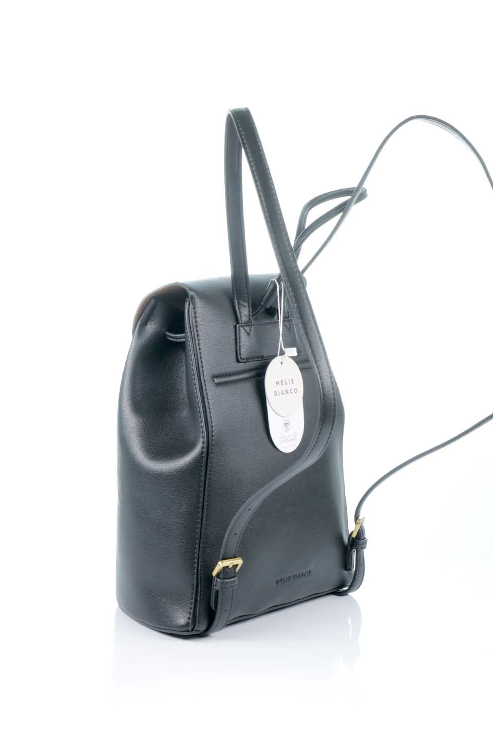 meliebiancoのAubrey(Black)ビーガンレザー・ミニリュック/海外ファッション好きにオススメのインポートバッグとかばん、MelieBianco（メリービアンコ）のバッグやその他。使いやすい程よい大きさのシンプルリュック。なめらかな高級ビーガンレザーを使用したシンプルデザインのアイテム。/main-3