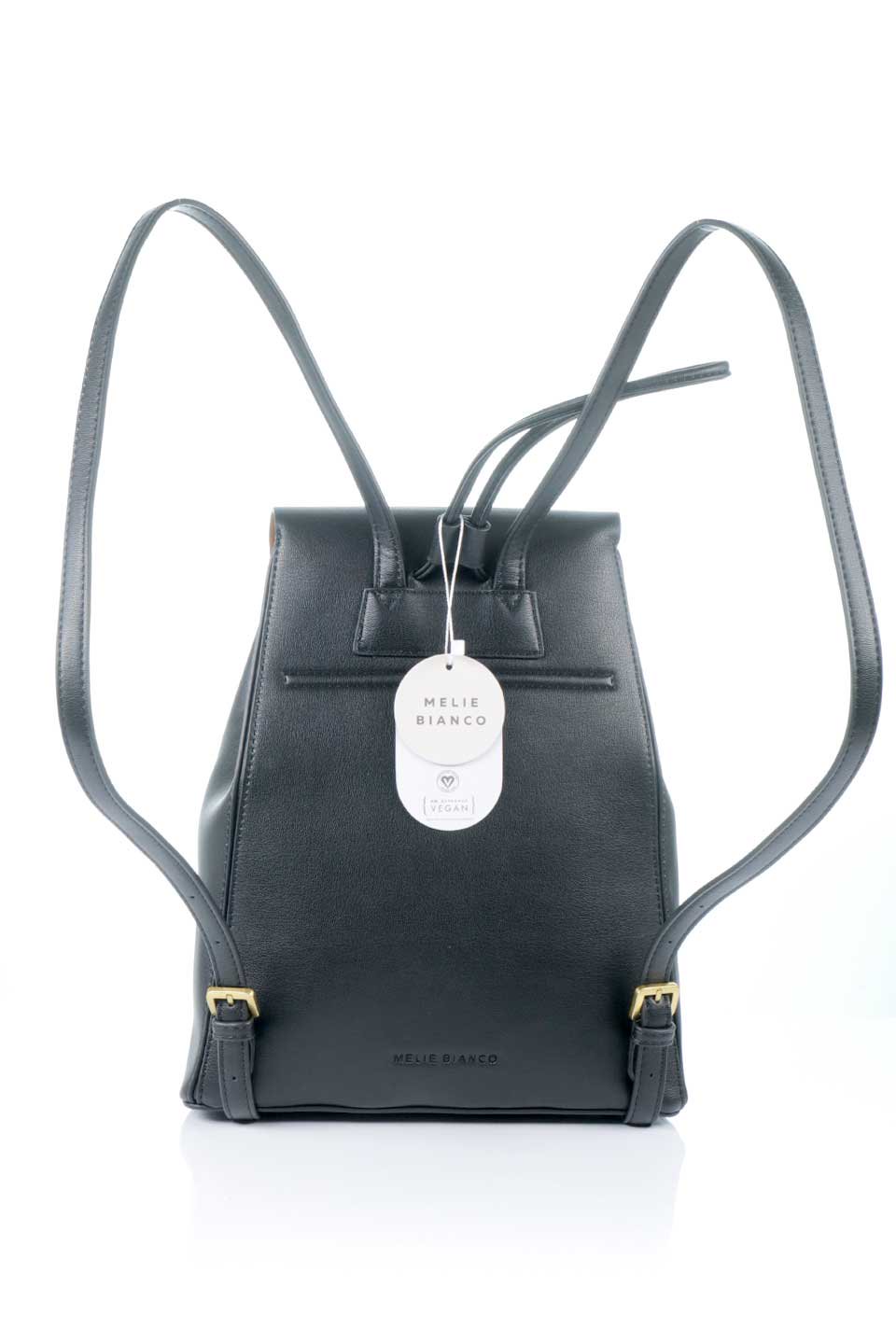 meliebiancoのAubrey(Black)ビーガンレザー・ミニリュック/海外ファッション好きにオススメのインポートバッグとかばん、MelieBianco（メリービアンコ）のバッグやその他。使いやすい程よい大きさのシンプルリュック。なめらかな高級ビーガンレザーを使用したシンプルデザインのアイテム。/main-4
