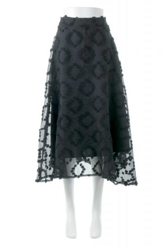 海外ファッションや大人カジュアルに最適なインポートセレクトアイテムのCircle Design Lace Flare Skirt サークル刺繍・レーススカート