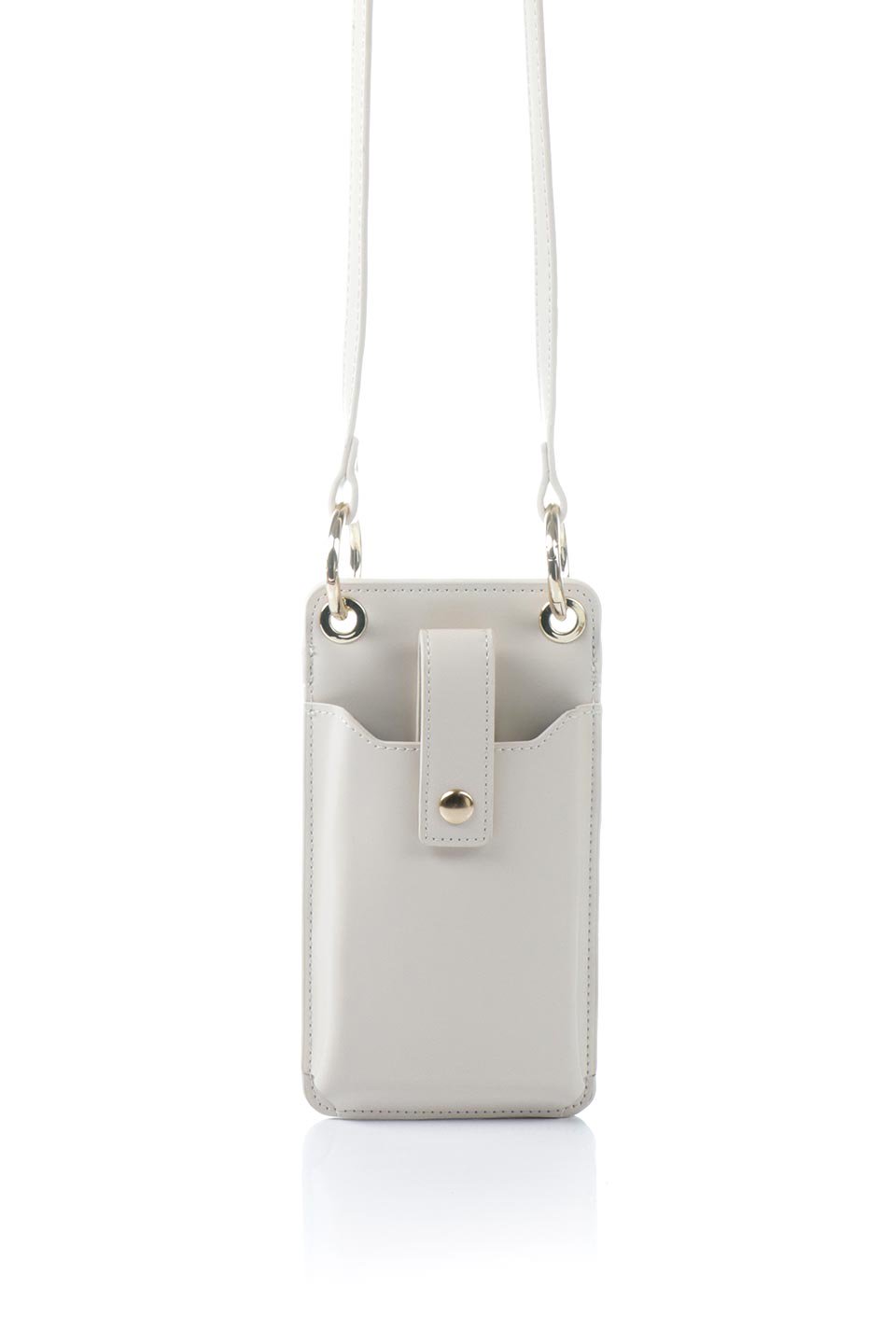 meliebiancoのTina(Ivory)財布機能付き・スマホショルダー/海外ファッション好きにオススメのインポートバッグとかばん、MelieBianco（メリービアンコ）のバッグやその他。斜め掛けが便利なお財布としても使えるスマホショルダー。iPhone13ProMaxまでの大きさのスマホに対応するケースに、ファスナー付きのコインポケットと10個のカードスロットがついています。
