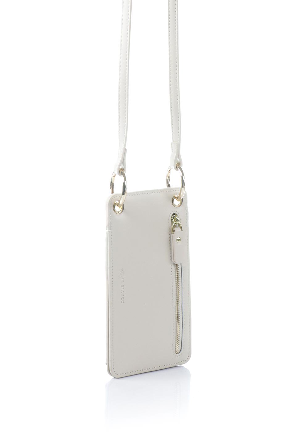 meliebiancoのTina(Ivory)財布機能付き・スマホショルダー/海外ファッション好きにオススメのインポートバッグとかばん、MelieBianco（メリービアンコ）のバッグやその他。斜め掛けが便利なお財布としても使えるスマホショルダー。iPhone13ProMaxまでの大きさのスマホに対応するケースに、ファスナー付きのコインポケットと10個のカードスロットがついています。/main-3