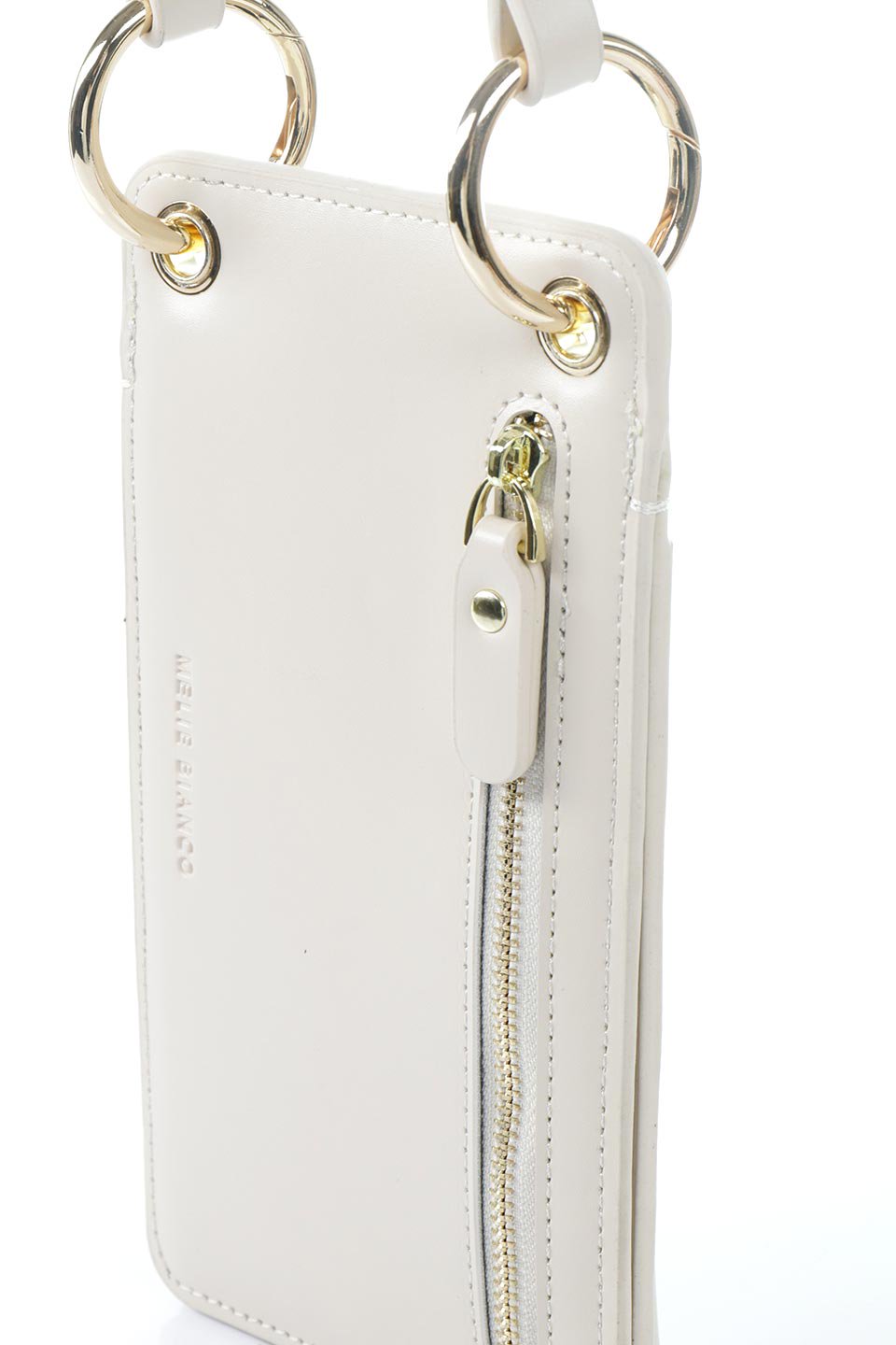 meliebiancoのTina(Ivory)財布機能付き・スマホショルダー/海外ファッション好きにオススメのインポートバッグとかばん、MelieBianco（メリービアンコ）のバッグやその他。斜め掛けが便利なお財布としても使えるスマホショルダー。iPhone13ProMaxまでの大きさのスマホに対応するケースに、ファスナー付きのコインポケットと10個のカードスロットがついています。/thumb-6