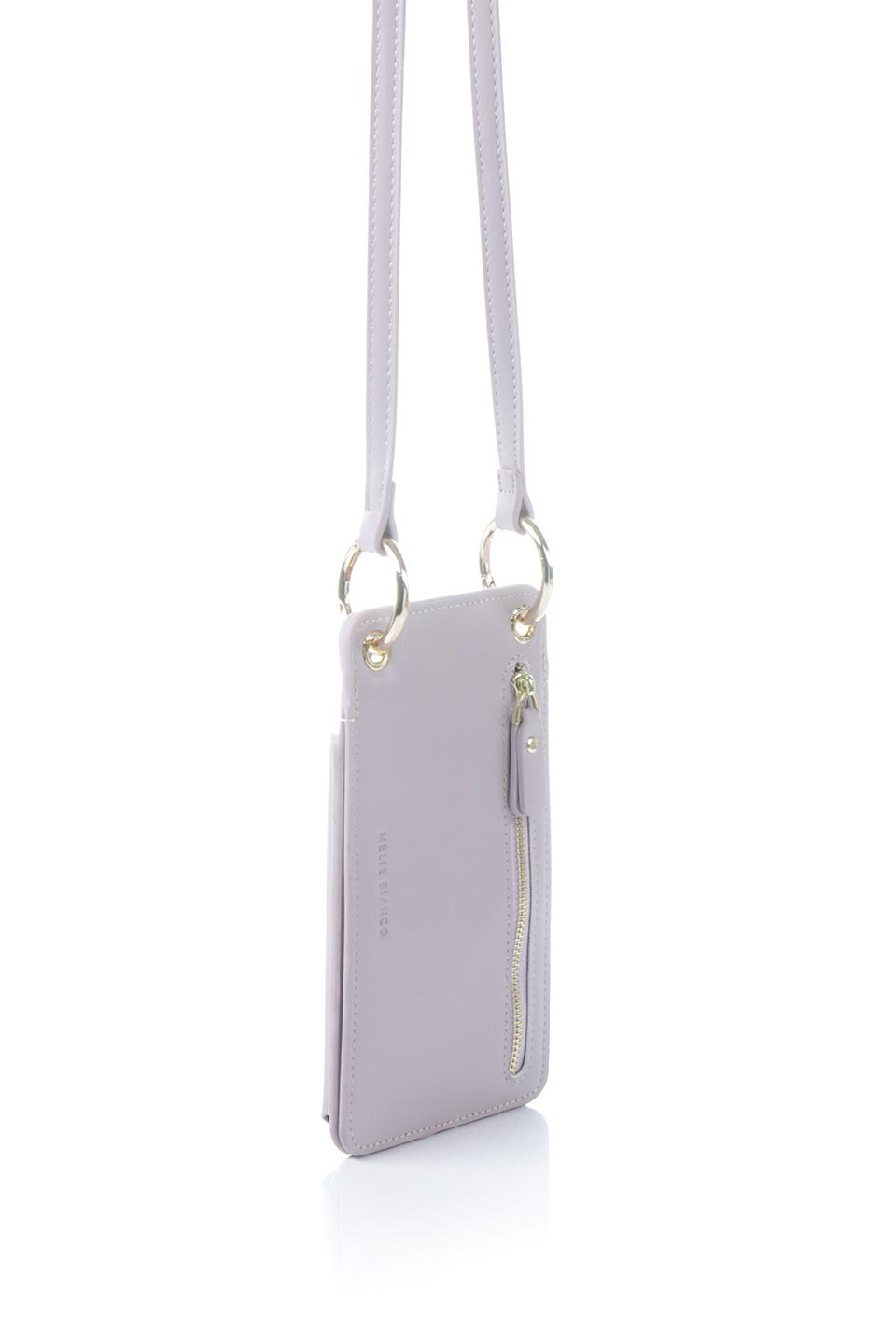 meliebiancoのTina(Lilac)財布機能付き・スマホショルダー/海外ファッション好きにオススメのインポートバッグとかばん、MelieBianco（メリービアンコ）のバッグやその他。斜め掛けが便利なお財布としても使えるスマホショルダー。。iPhone13ProMaxまでの大きさのスマホに対応するケースに、ファスナー付きのコインポケットと10個のカードスロットがついています。/thumb-3