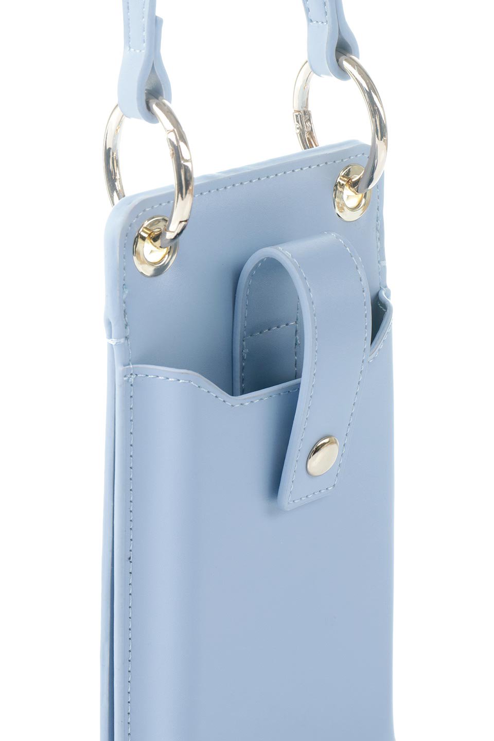 meliebiancoのTina(Sky)財布機能付き・スマホショルダー/海外ファッション好きにオススメのインポートバッグとかばん、MelieBianco（メリービアンコ）のバッグやその他。斜め掛けが便利なお財布としても使えるスマホショルダー。iPhone13ProMaxまでの大きさのスマホに対応するケースに、ファスナー付きのコインポケットと10個のカードスロットがついています。/main-5