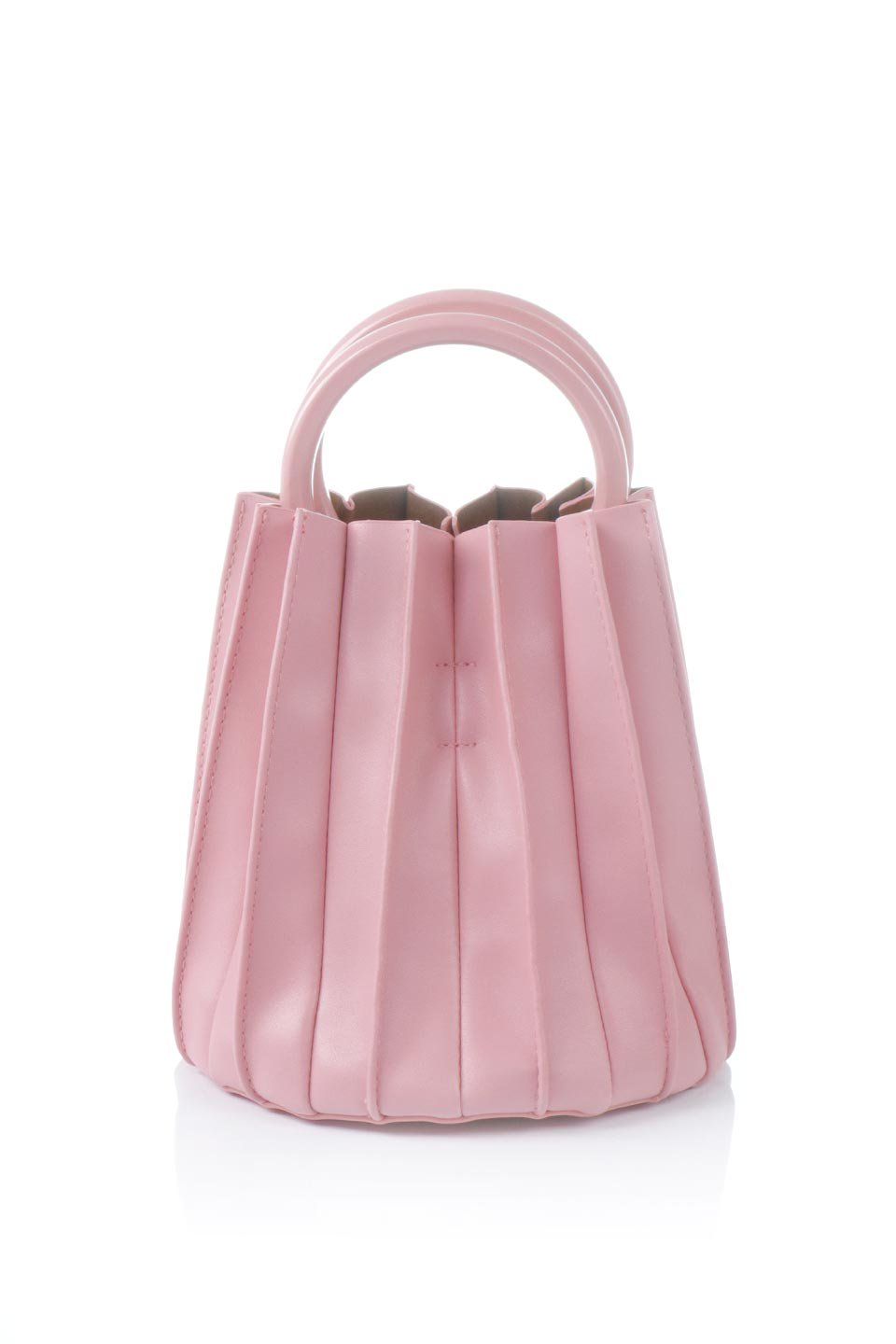 meliebiancoのLily(Pink)アコーディオンプリーツ・バケツバッグ/海外ファッション好きにオススメのインポートバッグとかばん、MelieBianco（メリービアンコ）のバッグやハンドバッグ。ビーガンレザーのアコーディオンプリーツが特徴のバケツ型バッグ。ハンドバッグとしてもストラップを付けてショルダーバッグとしても使用できます。