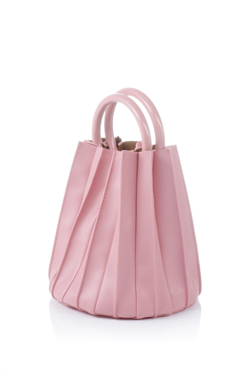 meliebiancoのLily(Pink)アコーディオンプリーツ・バケツバッグ/海外ファッション好きにオススメのインポートバッグとかばん、MelieBianco（メリービアンコ）のバッグやハンドバッグ。ビーガンレザーのアコーディオンプリーツが特徴のバケツ型バッグ。ハンドバッグとしてもストラップを付けてショルダーバッグとしても使用できます。/main-1