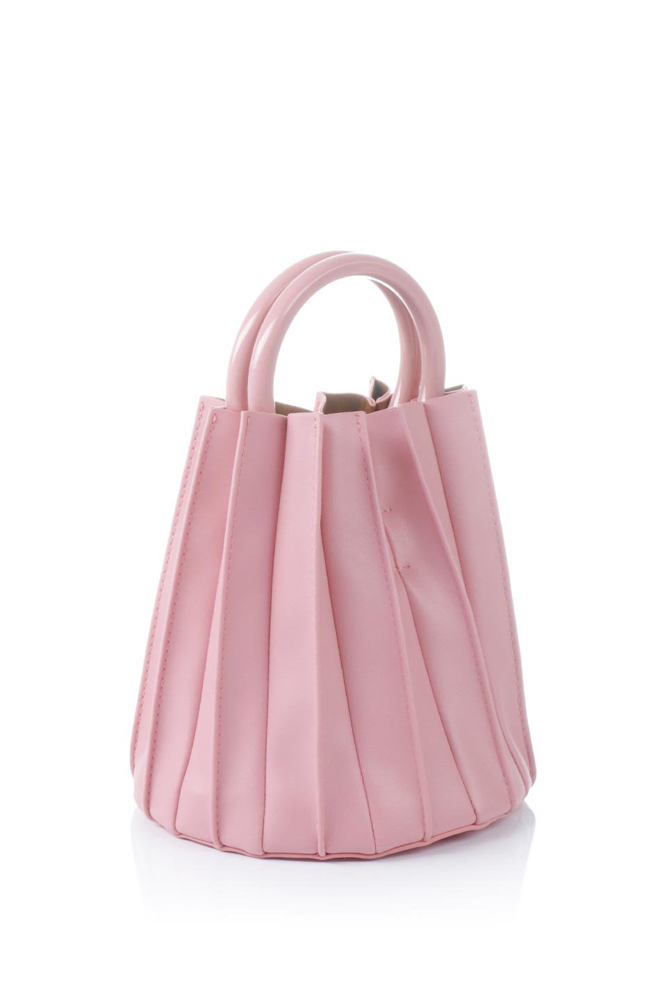 meliebiancoのLily(Pink)アコーディオンプリーツ・バケツバッグ/海外ファッション好きにオススメのインポートバッグとかばん、MelieBianco（メリービアンコ）のバッグやハンドバッグ。ビーガンレザーのアコーディオンプリーツが特徴のバケツ型バッグ。ハンドバッグとしてもストラップを付けてショルダーバッグとしても使用できます。/main-3