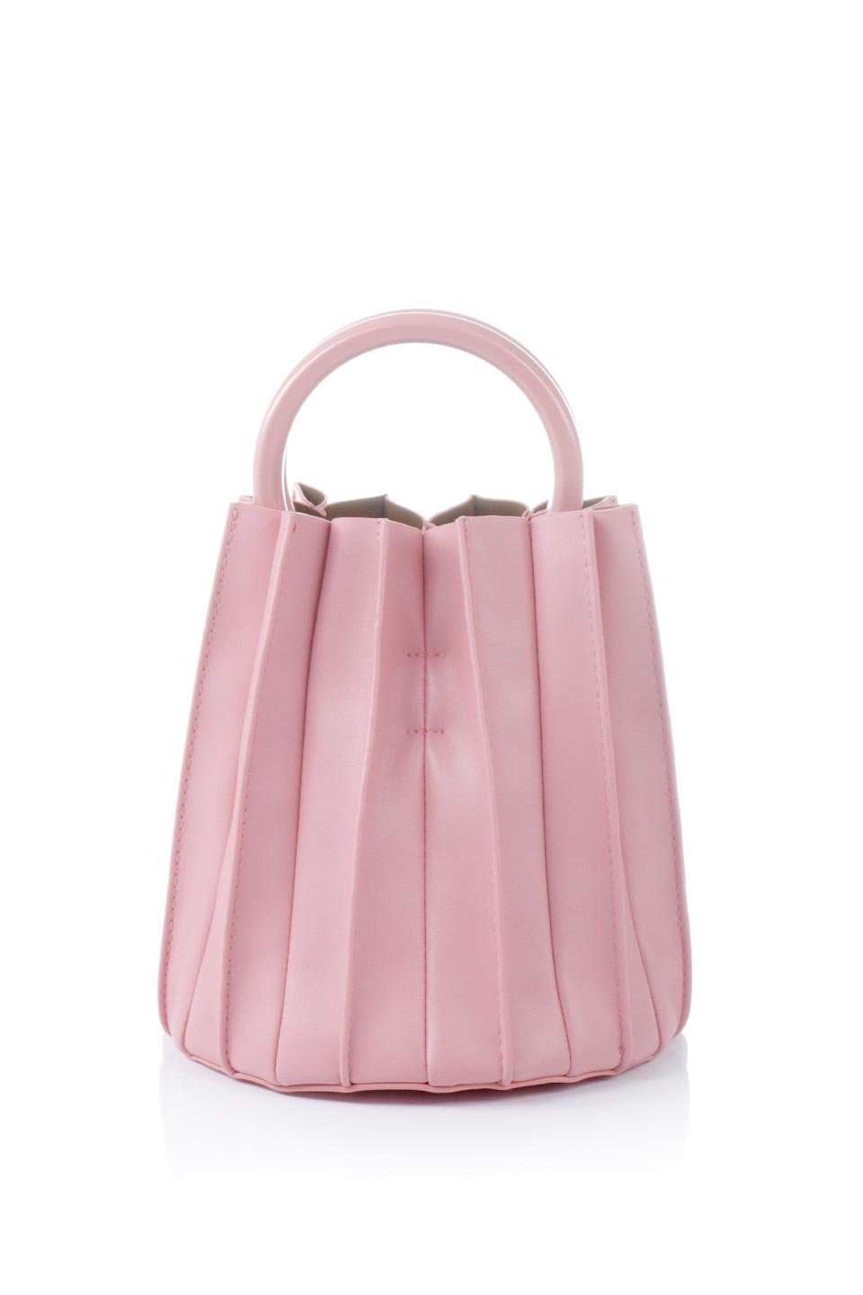 meliebiancoのLily(Pink)アコーディオンプリーツ・バケツバッグ/海外ファッション好きにオススメのインポートバッグとかばん、MelieBianco（メリービアンコ）のバッグやハンドバッグ。ビーガンレザーのアコーディオンプリーツが特徴のバケツ型バッグ。ハンドバッグとしてもストラップを付けてショルダーバッグとしても使用できます。/thumb-4