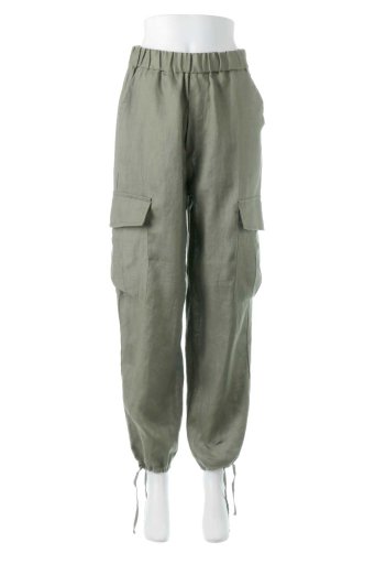 海外ファッションや大人カジュアルに最適なインポートセレクトアイテムのLinen Military Cargo Pants リネン・カーゴパンツ