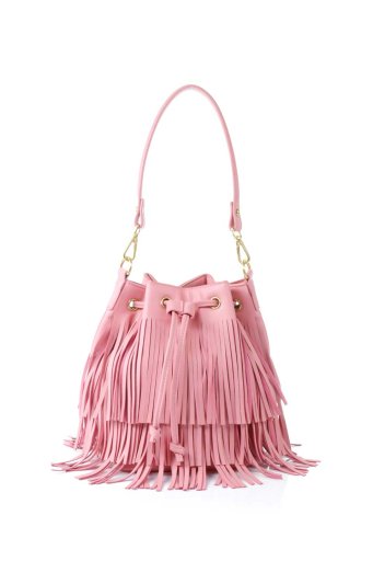 海外ファッションや大人カジュアルのためのインポートバッグ、かばんmelie bianco（メリービアンコ）のJulie (Pink) ワンショルダー・フリンジショルダーバッグ