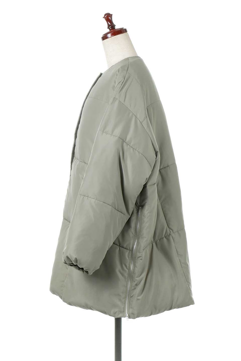CollarlessOversizedInsulationJacketファイバーダウン・ノーカラージャケット大人カジュアルに最適な海外ファッションのothers（その他インポートアイテム）のアウターやコート。たっぷりシルエットのビッグダウンジャケット。ふんわり軽い中綿入りで風も寒さもシャットアウト。/thumb-2