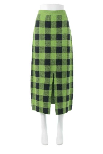 海外ファッションや大人カジュアルに最適なインポートセレクトアイテムのBuffalo Check Jaquart Knit Skirt バッファローチェック・ニットスカート