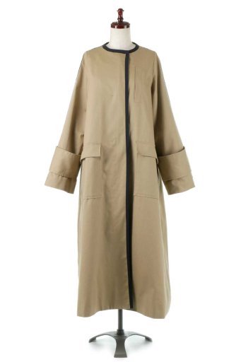 海外ファッションや大人カジュアルに最適なインポートセレクトアイテムのWide Sleeve Collarless Coat ワイドスリーブ・ノーカラーコート
