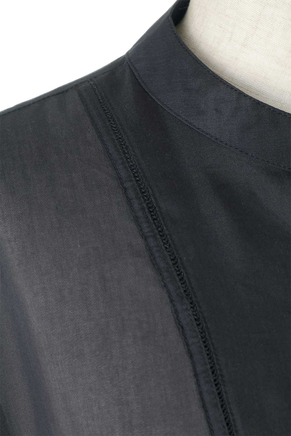 TieredSheerLongDressシルク混・ティアードワンピース大人カジュアルに最適な海外ファッションのothers（その他インポートアイテム）のワンピースやマキシワンピース。シアー感あるシルク混の綿素材を使用したギャザー切り替えシャツワンピース。主役となる1枚です。/thumb-7