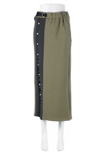 海外ファッションや大人カジュアルに最適なインポートセレクトアイテムのRib Knit Line Paneled Skirt ラインリブニット・切替スカート