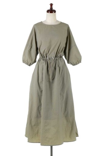 海外ファッションや大人カジュアルに最適なインポートセレクトアイテムのLantern Sleeve Long Washer Dress ランタンスリーブ・ロングワンピース