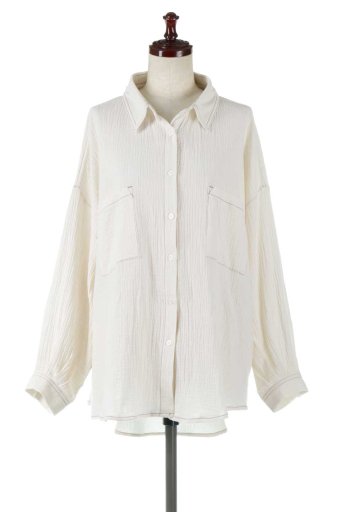 Over Sized Double Guaze Shirt ダブルガーゼ・ビッグシャツ / 大人カジュアルに最適な海外ファッションが得意な福島市のセレクトショップbloom