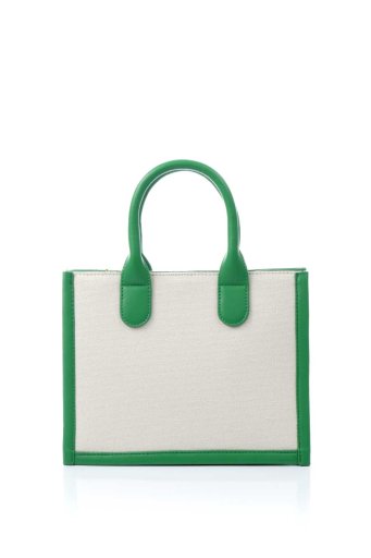 海外ファッションや大人カジュアルのためのインポートバッグ、かばんmelie bianco（メリービアンコ）のLucille (Green) バイカラー・トートバッグ