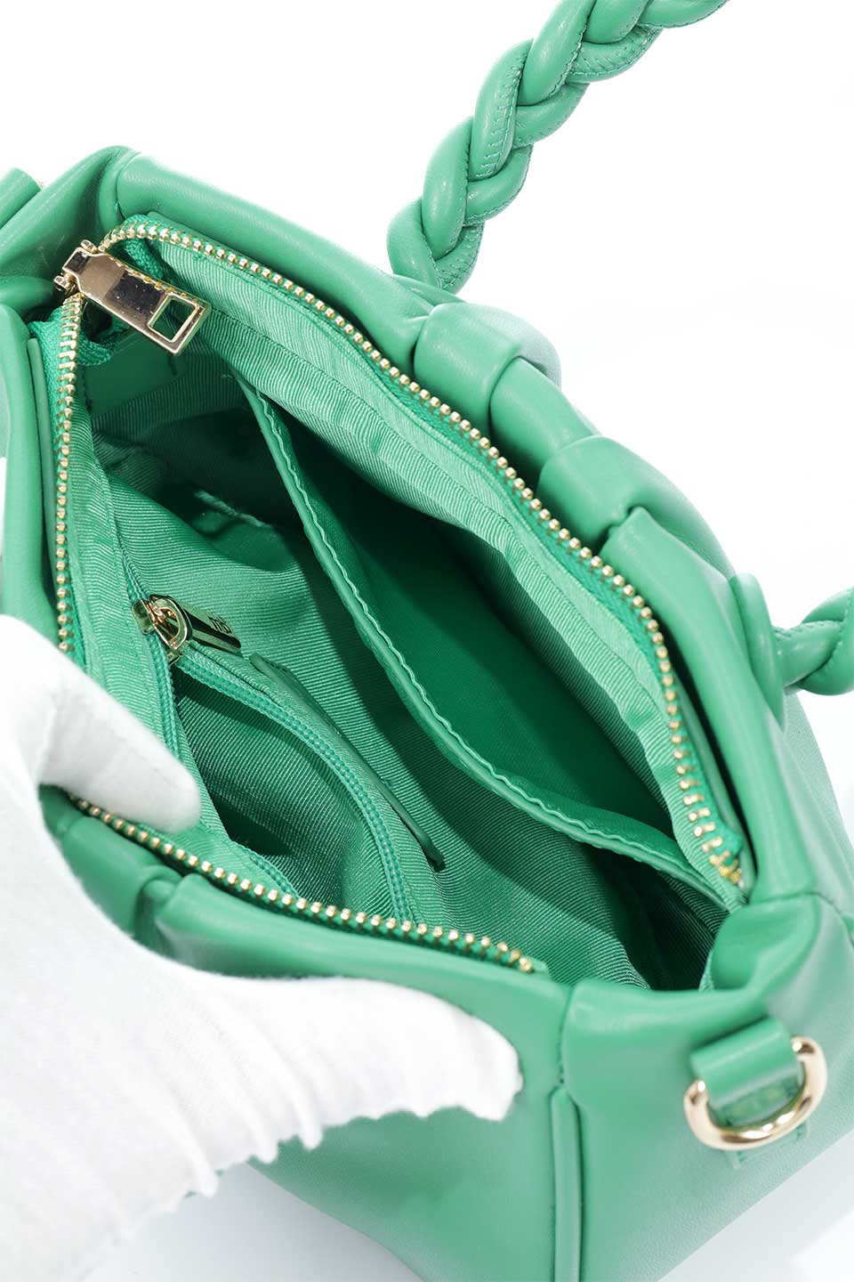 meliebiancoのGracelyn(Green)ツイストハンドル・ハンドバッグ/海外ファッション好きにオススメのインポートバッグとかばん、MelieBianco（メリービアンコ）のバッグやハンドバッグ。グレイスリンはこれからのお出かけにぴったりのハンドバッグです。編み込みのハンドルと取り外し可能なショルダーストラップが付属し様々なシーンで活躍します。/thumb-11