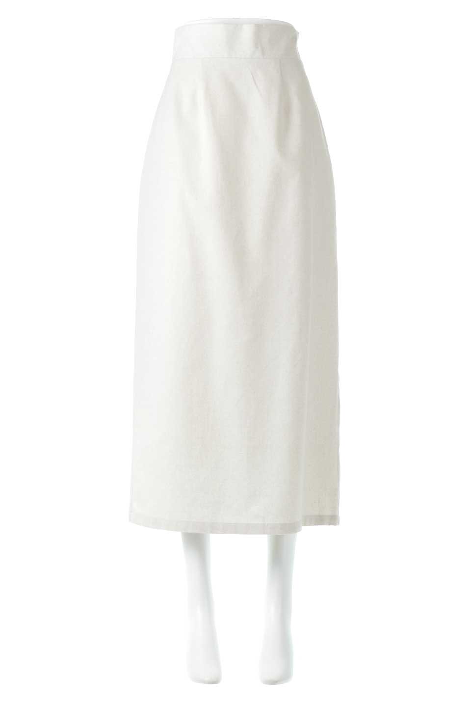 LinenMixedI-LineSkirtリネンライク・Ｉラインスカート大人カジュアルに最適な海外ファッションのothers（その他インポートアイテム）のボトムやスカート。夏に嬉しいリネン風素材のセミタイトなIラインスカート。夏にぴったりの快適な素材で、程よい抜け感が魅力。